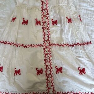 Foley + Corinna Strapless Dress with Red Embroidery